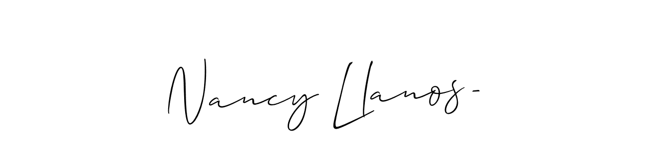 Use a signature maker to create a handwritten signature online. With this signature software, you can design (Allison_Script) your own signature for name Nancy Llanos-. Nancy Llanos- signature style 2 images and pictures png